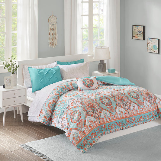 Somerset Contemporary  Boho Floral Comforter Set