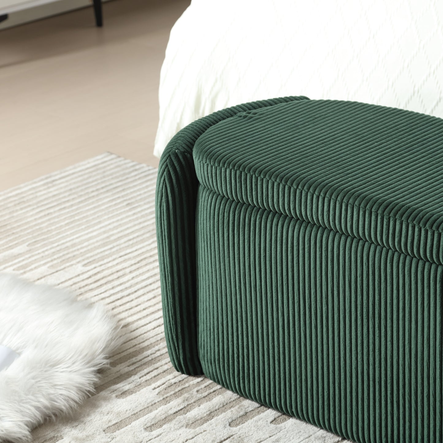 Elmcrest Contemporary Emerald Storage Ottoman