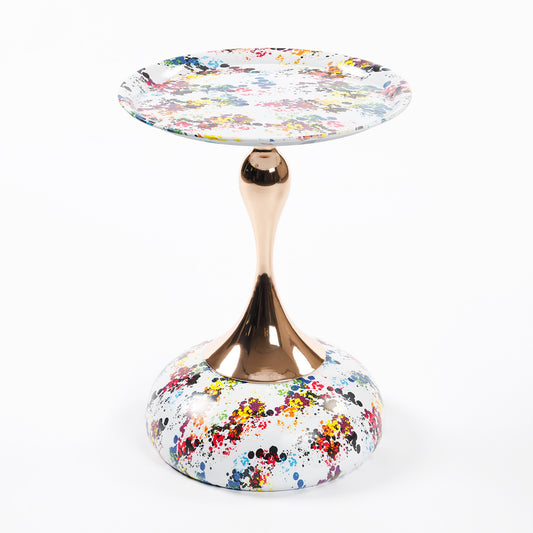 Ghivi Modern Mermaid Tail End Round Side Table, Modern Metal Pedestal Table