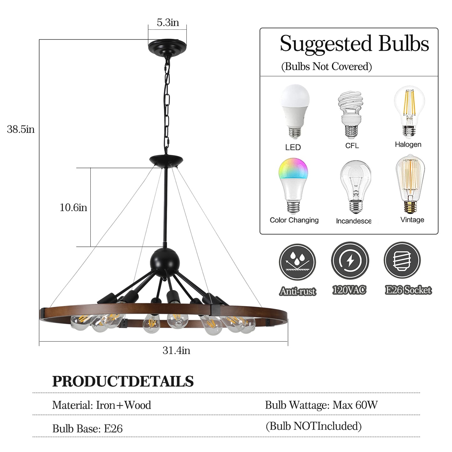 Healdsburg Industrial Retro Chandelier