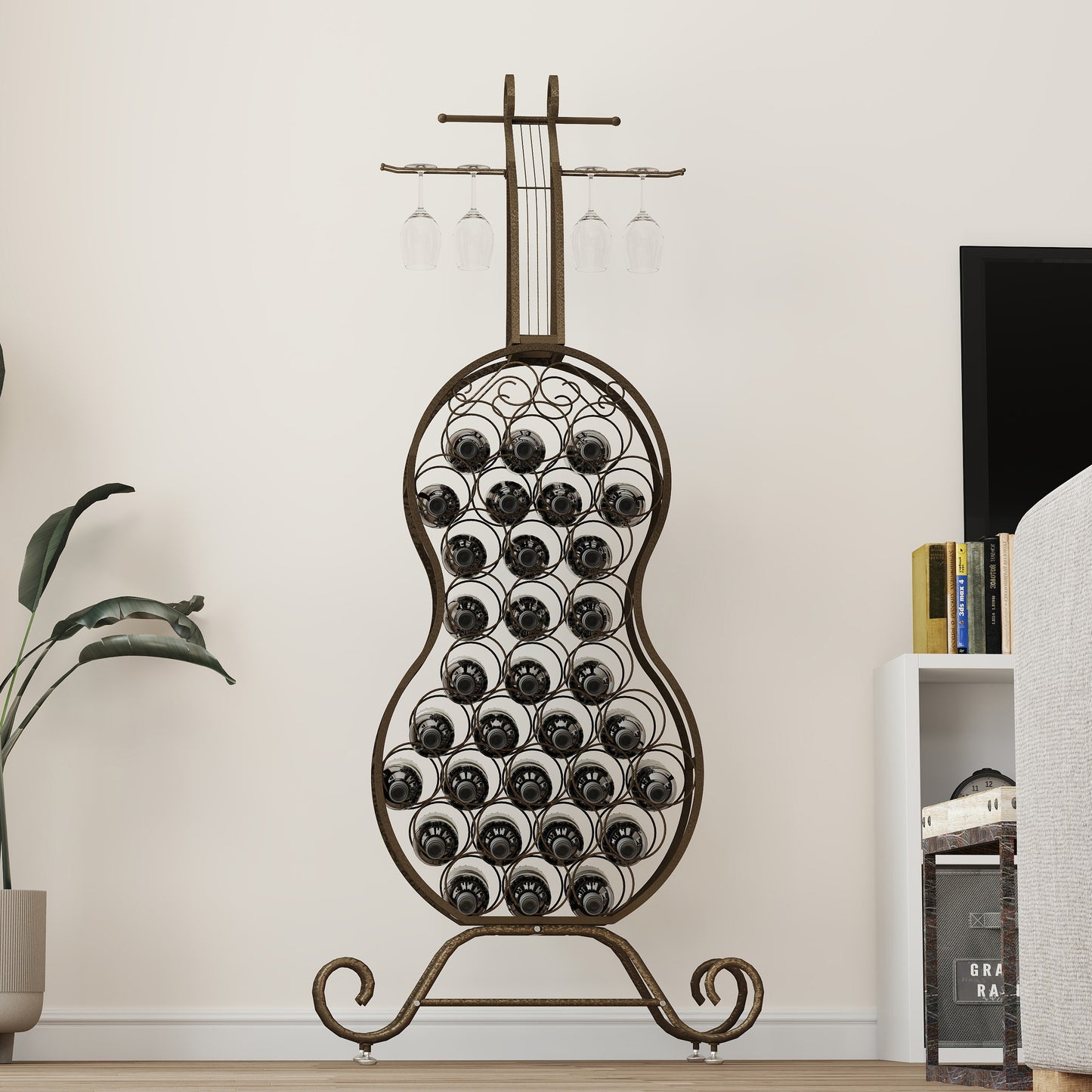 Mission Industrial Cello Shape Wine Bakers Rack