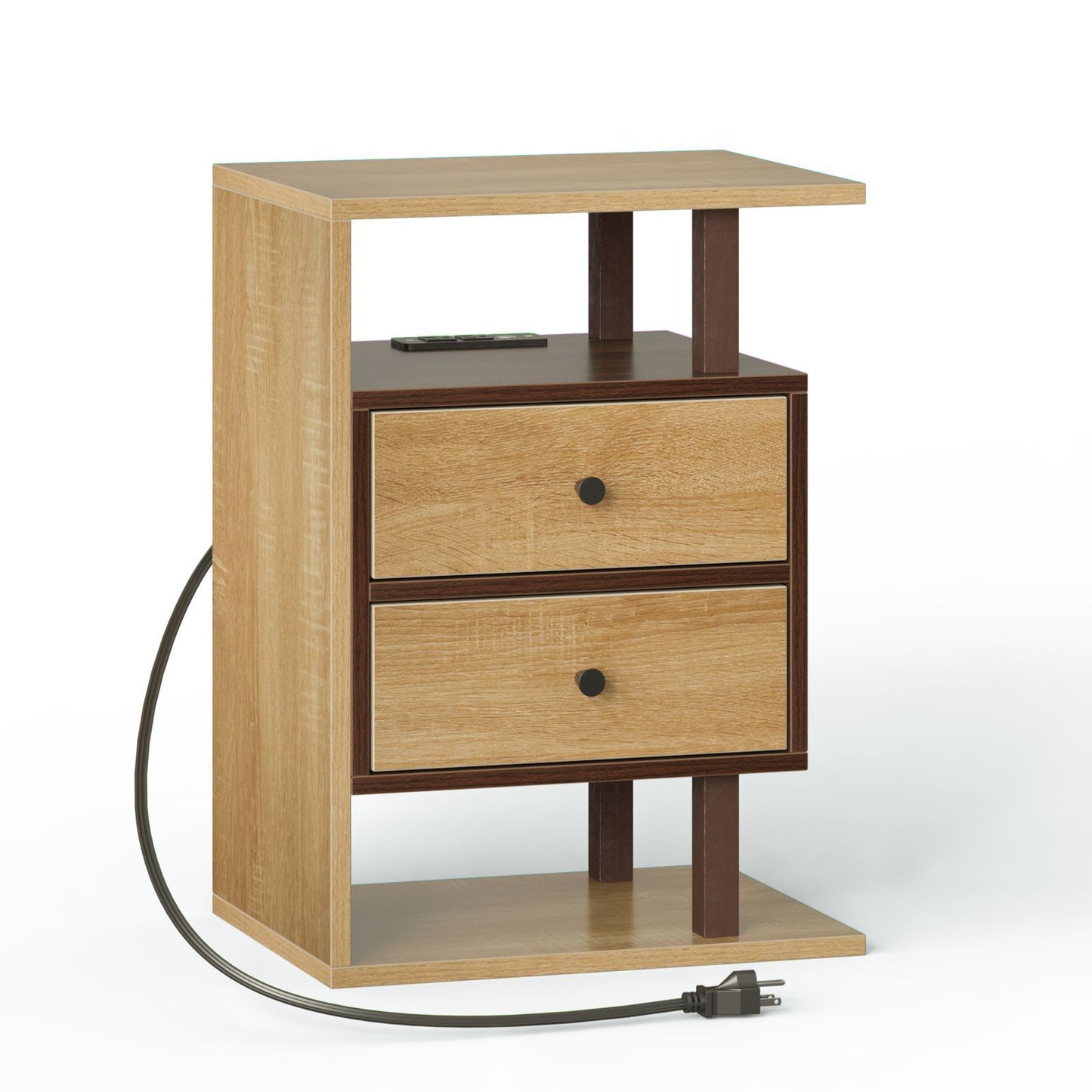 Justo Mid-Century Charging Nightstand Bedroom Table
