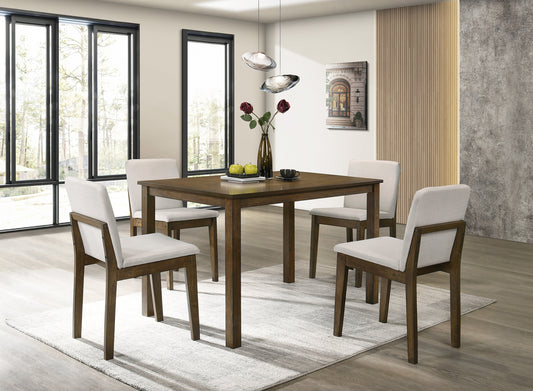 Justo Traditional 5-Piece Dining Set with Fabric Seat Chairs