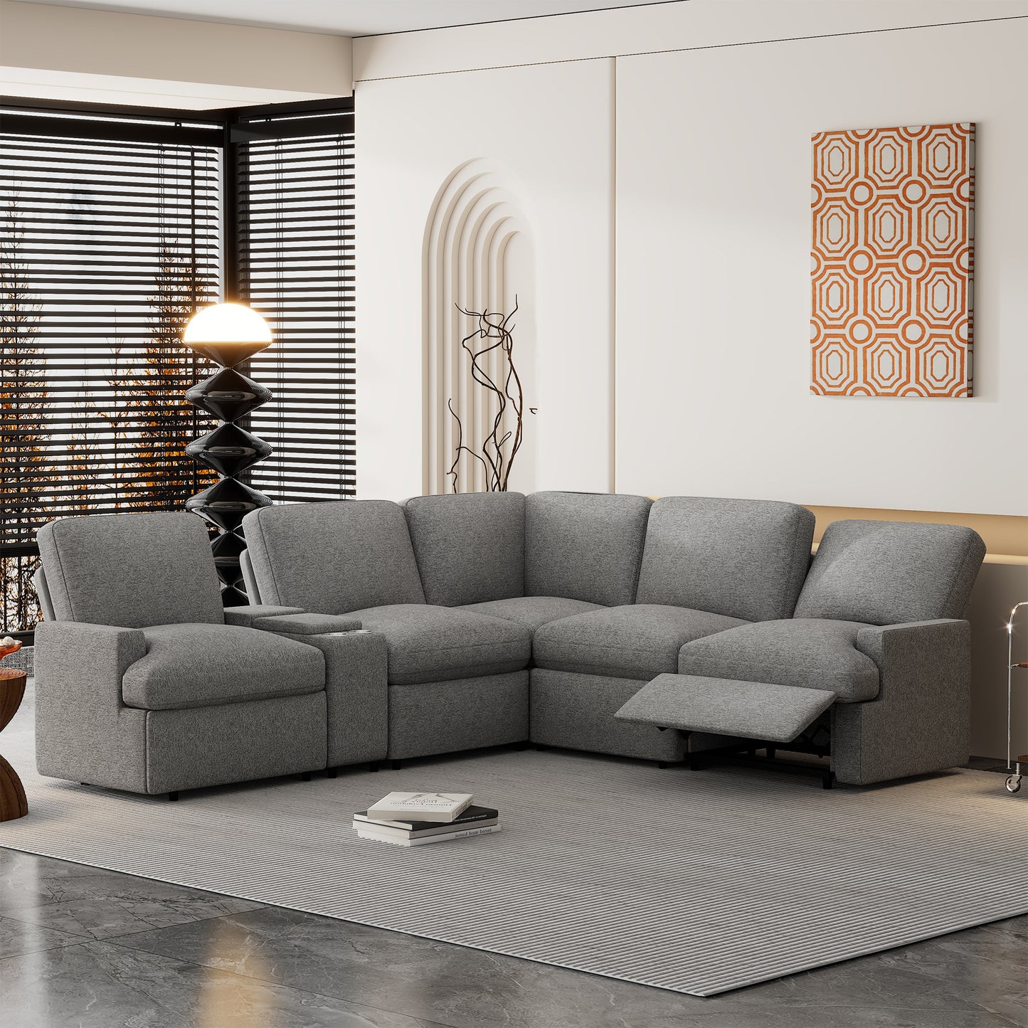 Marcel Contemporary Velvet Recliner Sectional