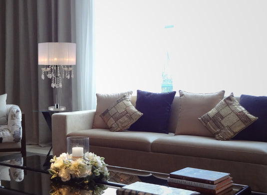 Elmcrest Mid-Century Crystal Table Lamp