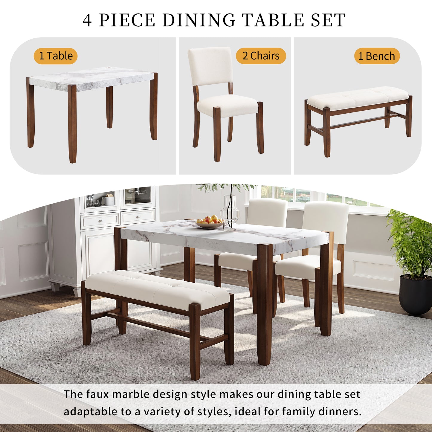 Lazzareschi Modern Marble Dining Set