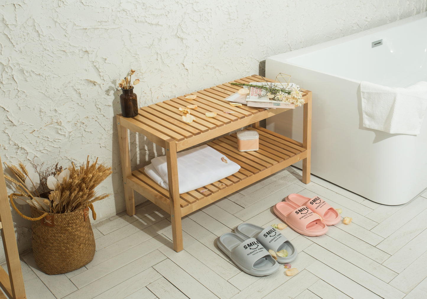 Healdsburg Craftsman Birch 3-Tier Shoe Bench