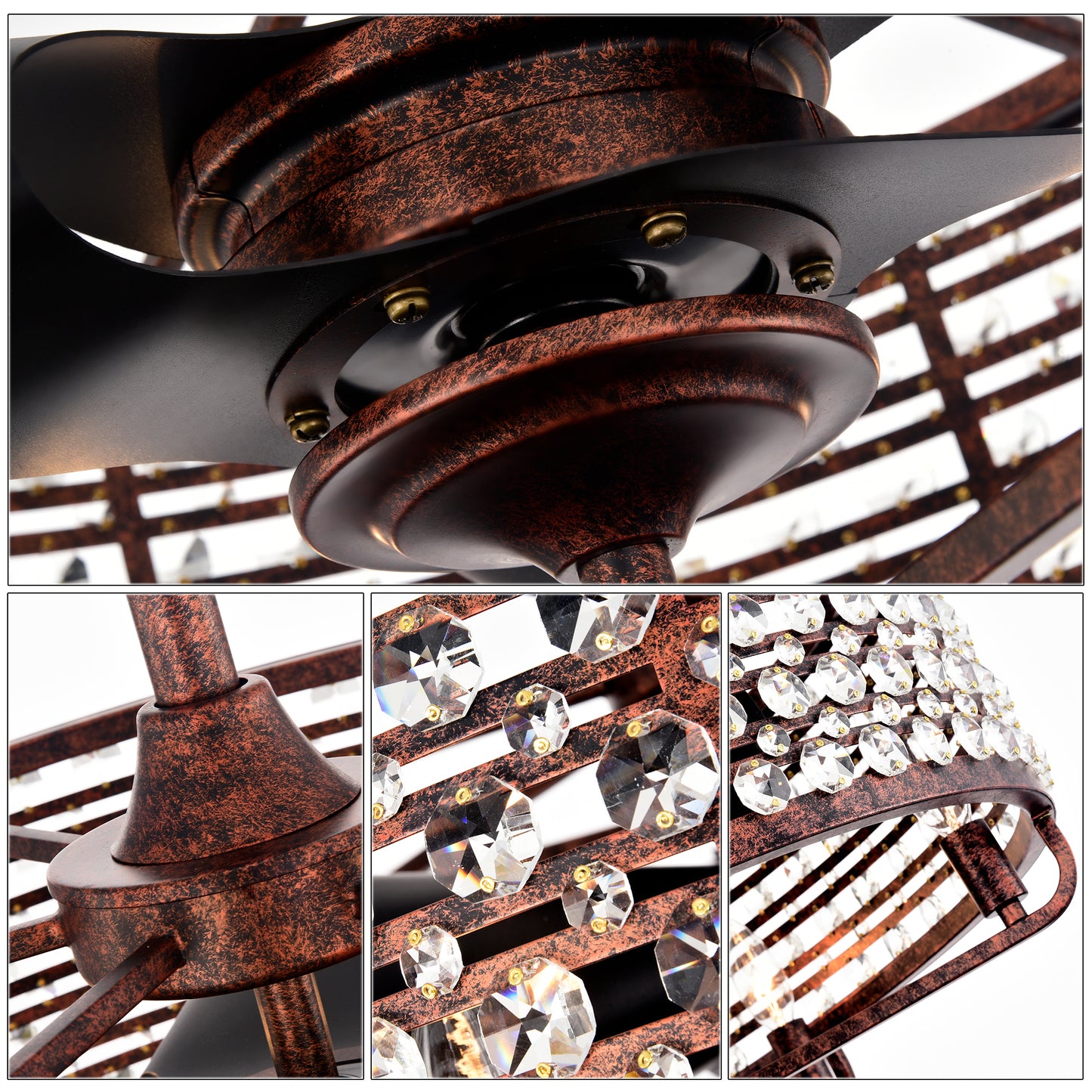 Lula Contemporary Crystal Ceiling Fan Chandelier