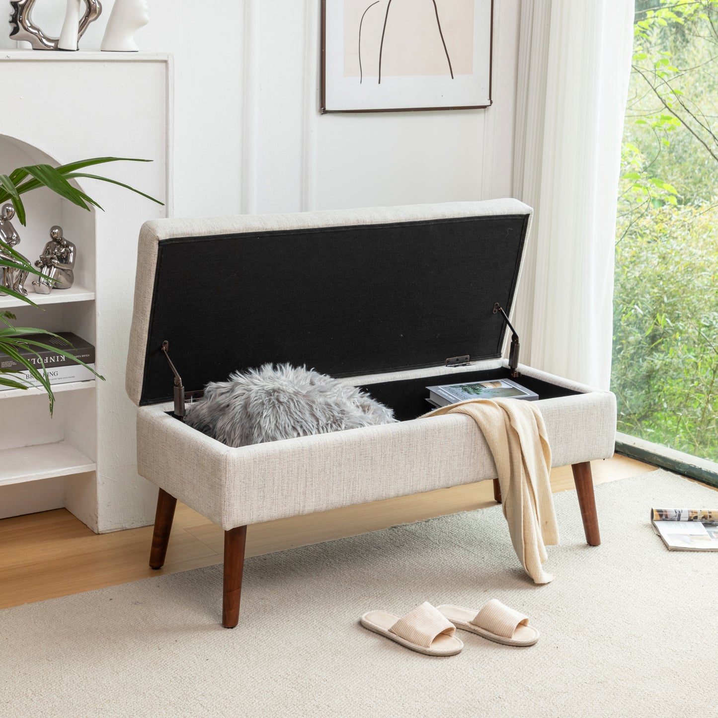 Kingsly Contemporary Upholstered Storage Bench