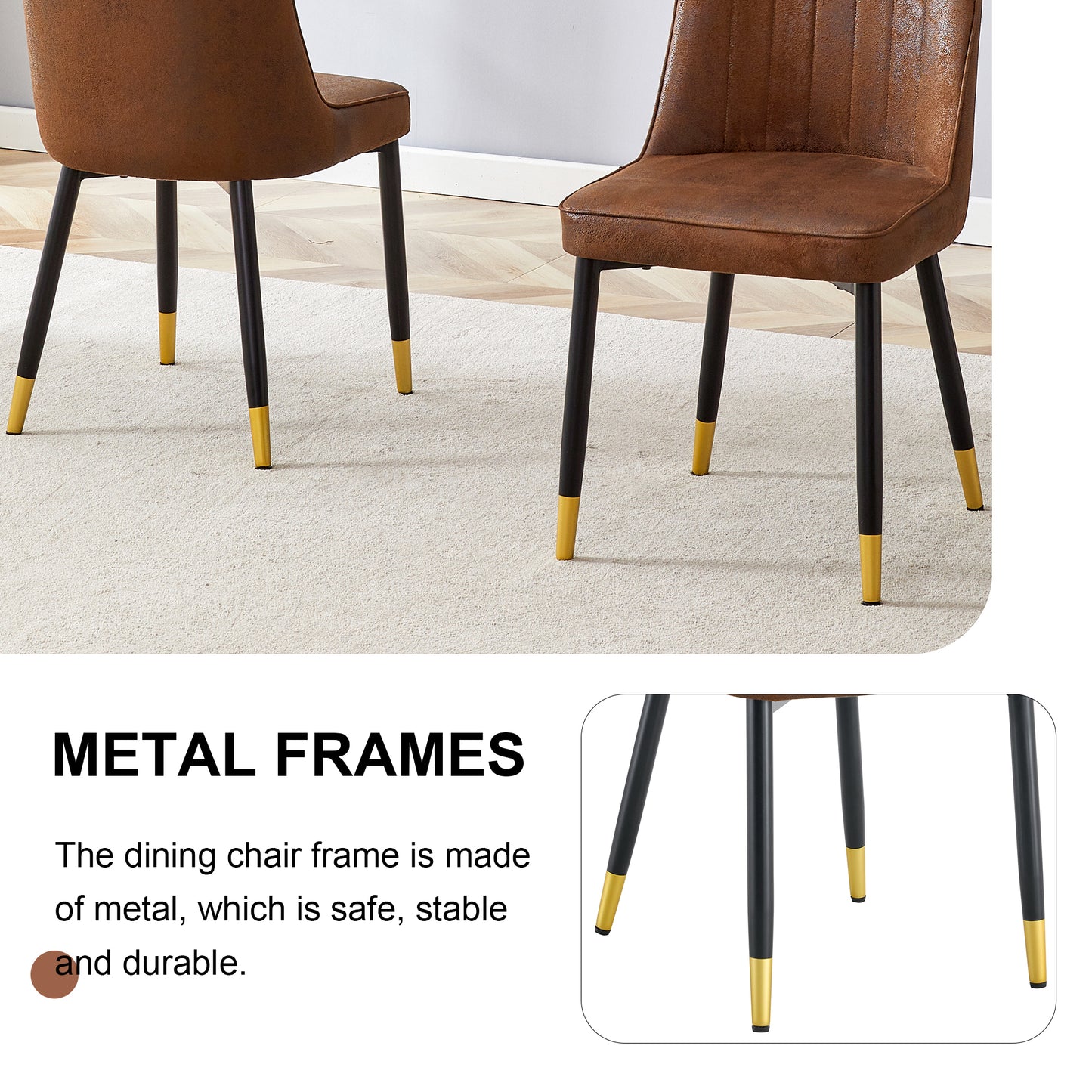 Justo Contemporary Velvet Metal legs Dining Chairs