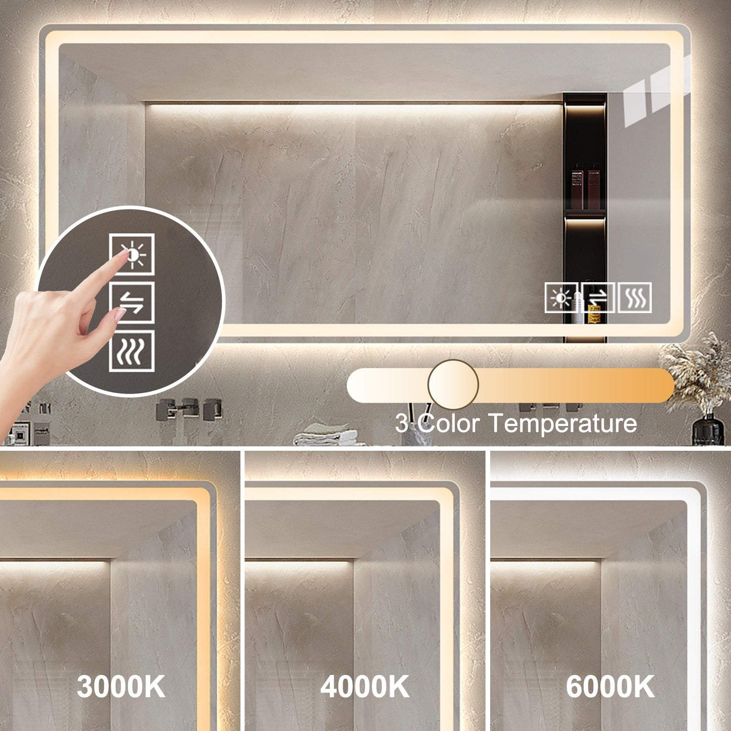 Jiron Modern LED Frameless Vanity Mirror