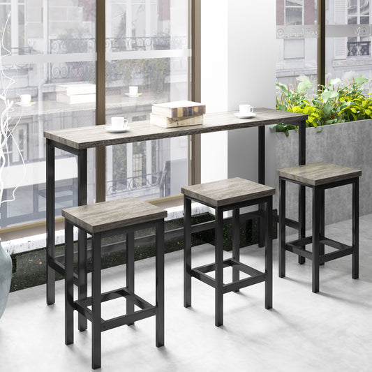 Irvington Industrial Counter Height Extra Long Dining Table Set with Stools
