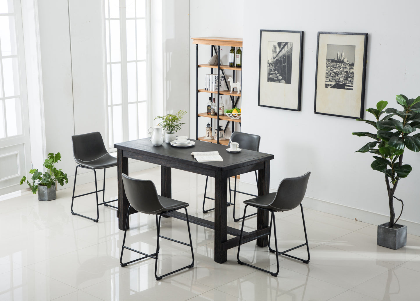 Elmcrest Contemporary Velvet Classic Dining Set
