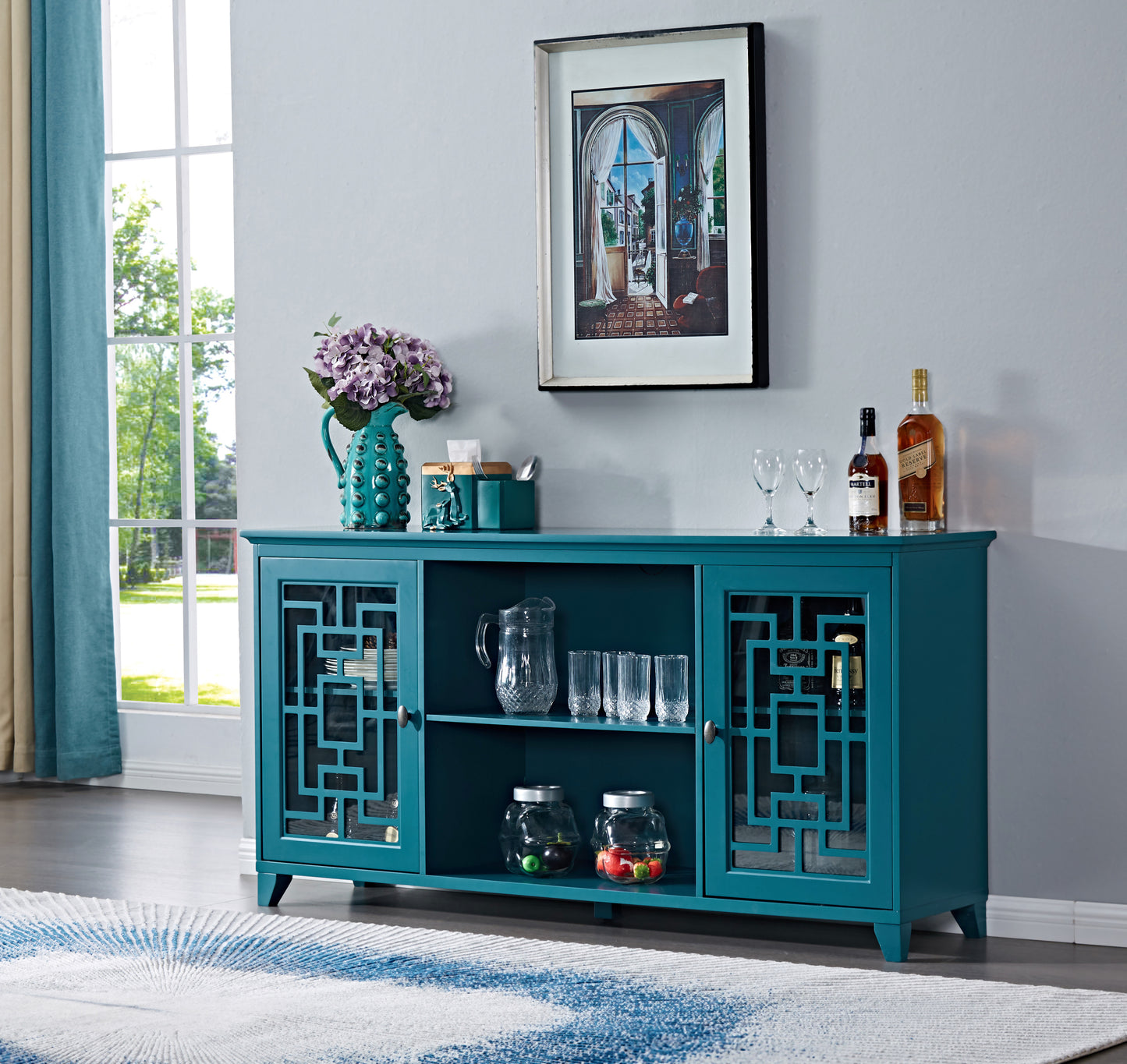 Elmcrest Traditional Velvet Sideboard Buffet Table