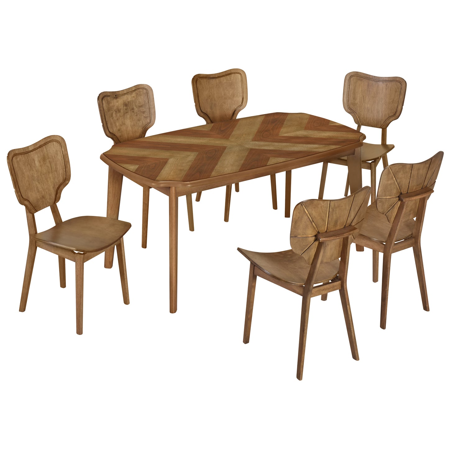 Ghivi Mid-Century 7-Piece Curved Back Dining Set