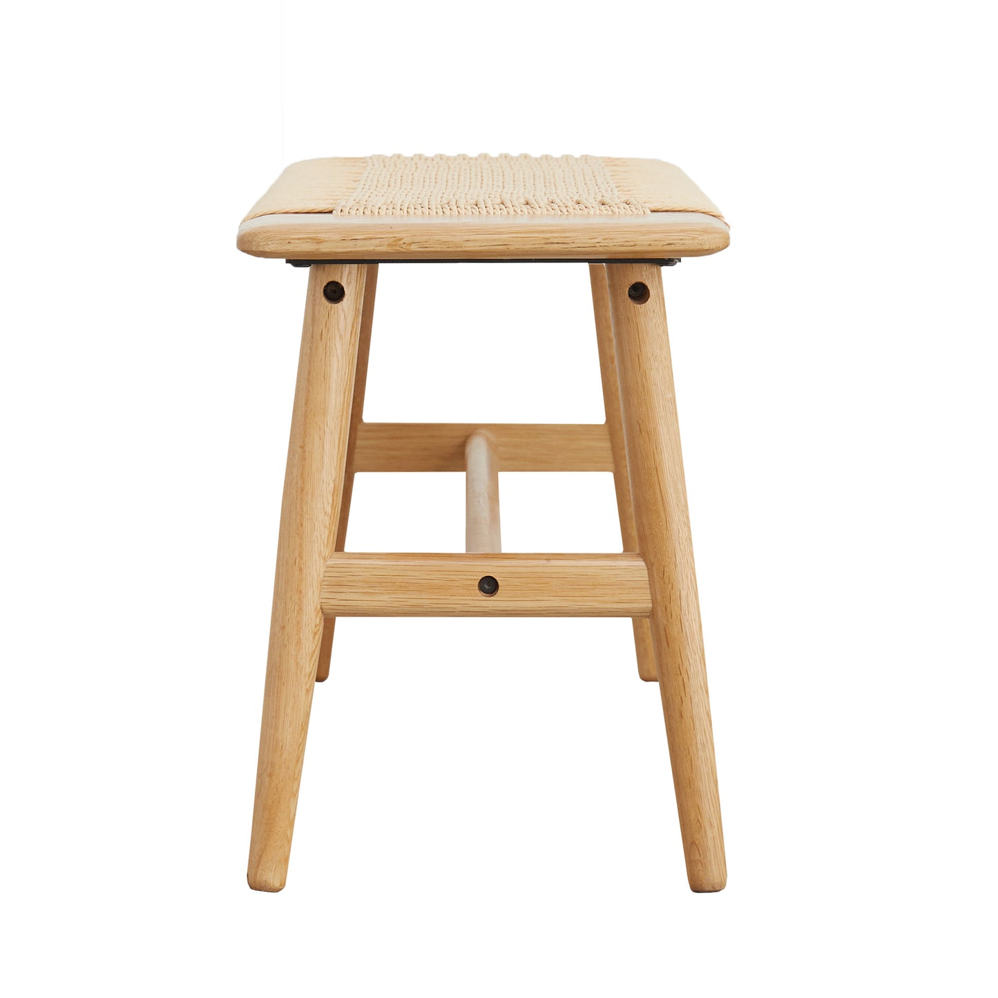 Calista Mid-Century Woven Natural Oak Wood Bench