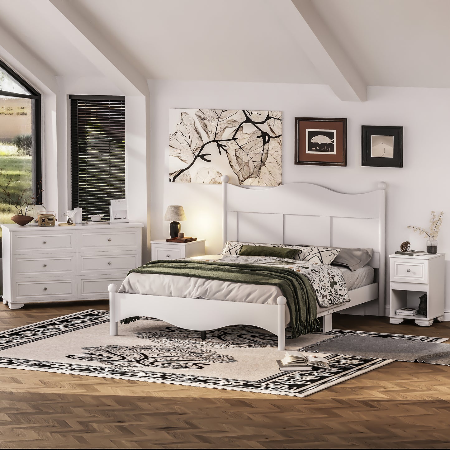 Elmcrest Mid-Century 4-Pieces Elegant Bedroom Sets