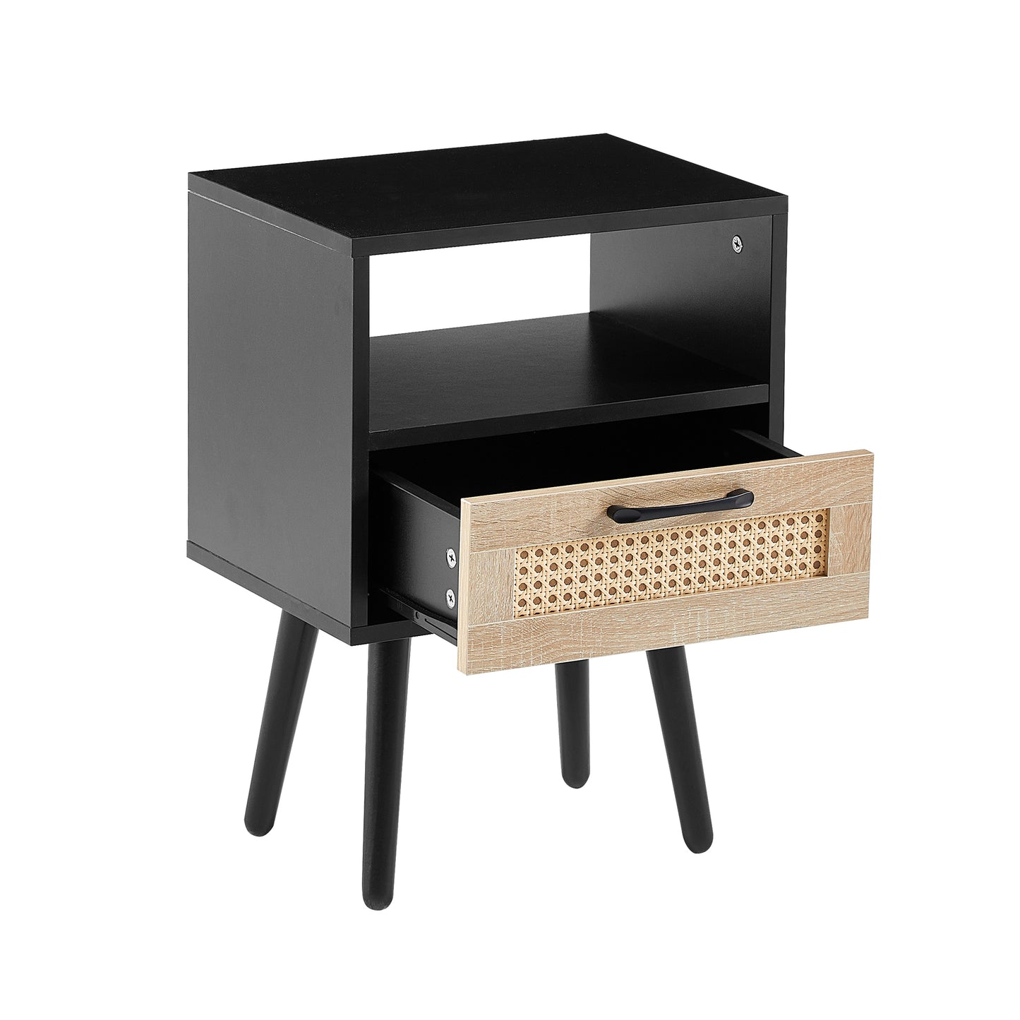 Ghivi Modern Rattan End Table Drawer