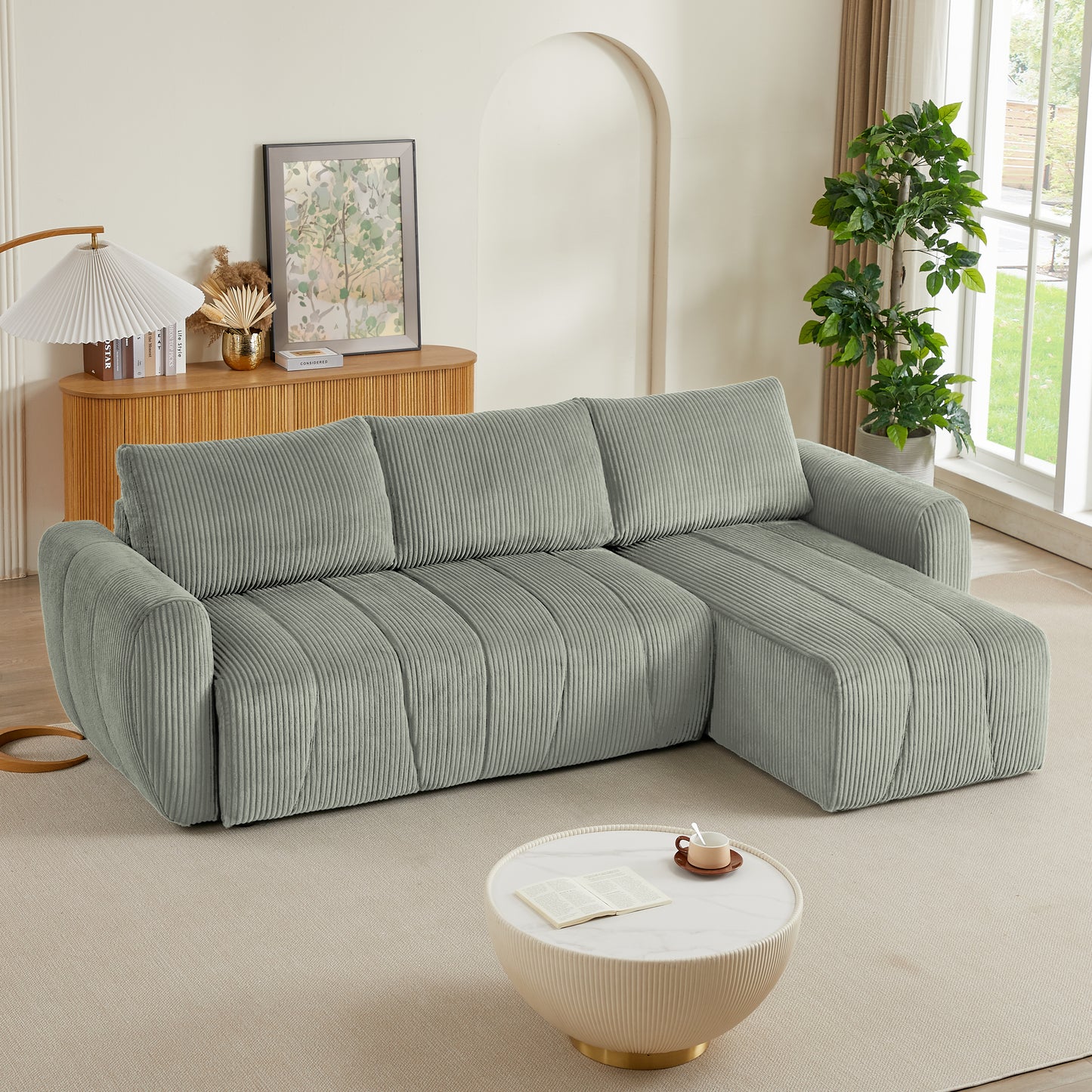 Marcel Mid-Century Convertible L-Shaped Sofa