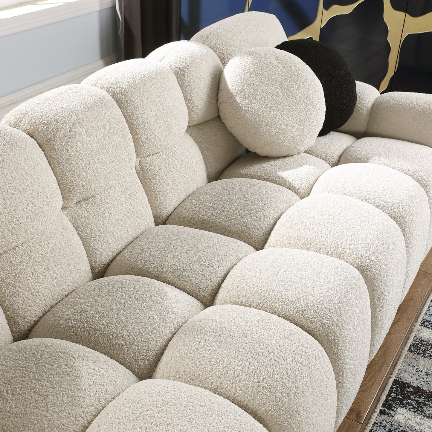 Niles Contemporary Marshmallow Boucle Sofa