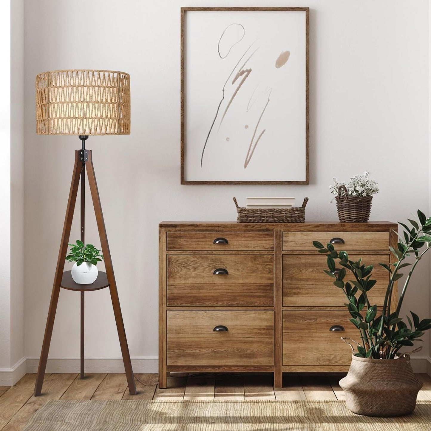 Lula Mid-Century Tripod Boho Shelf Lamp