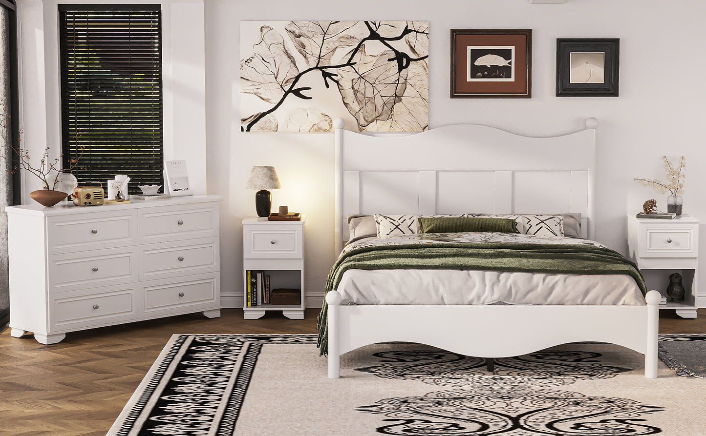 Elmcrest Mid-Century 4-Pieces Elegant Bedroom Sets