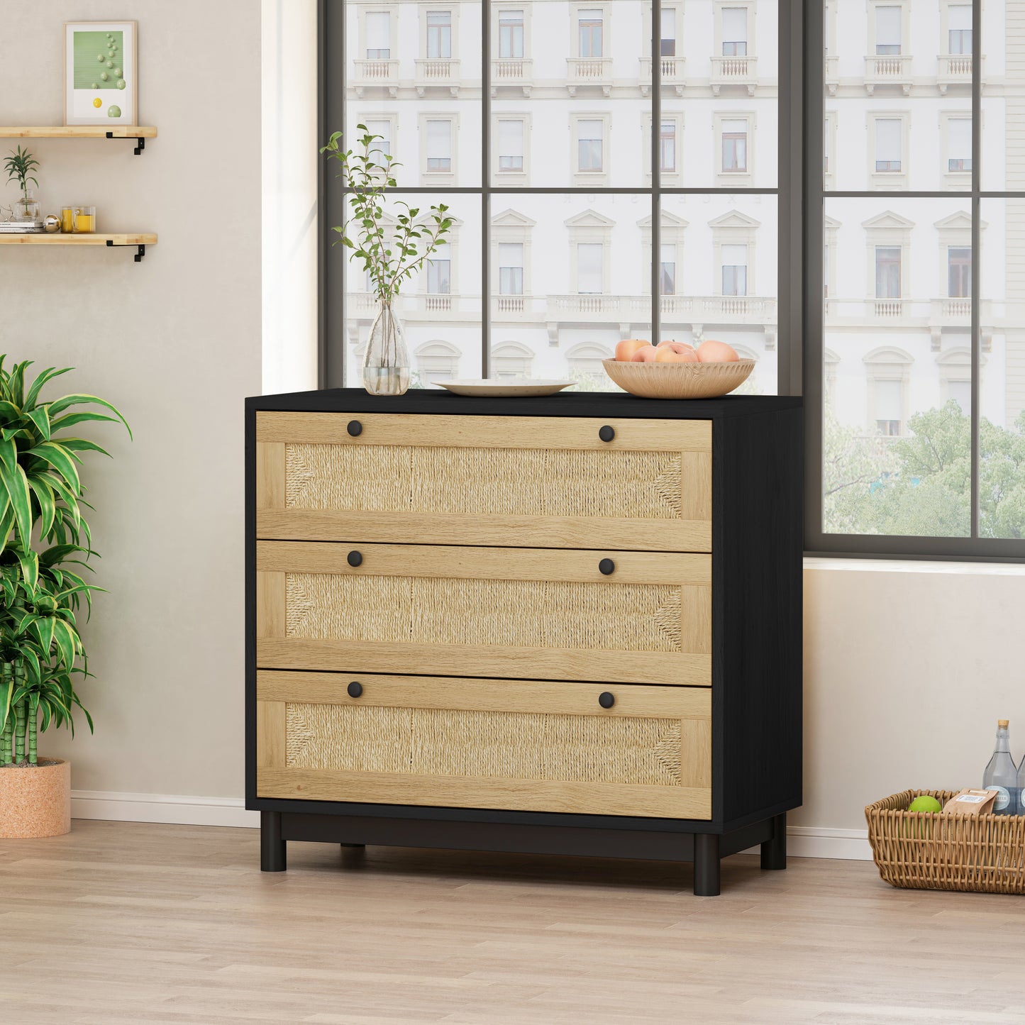 Lazzareschi Mid-Century Rope Woven Storage Cabinet