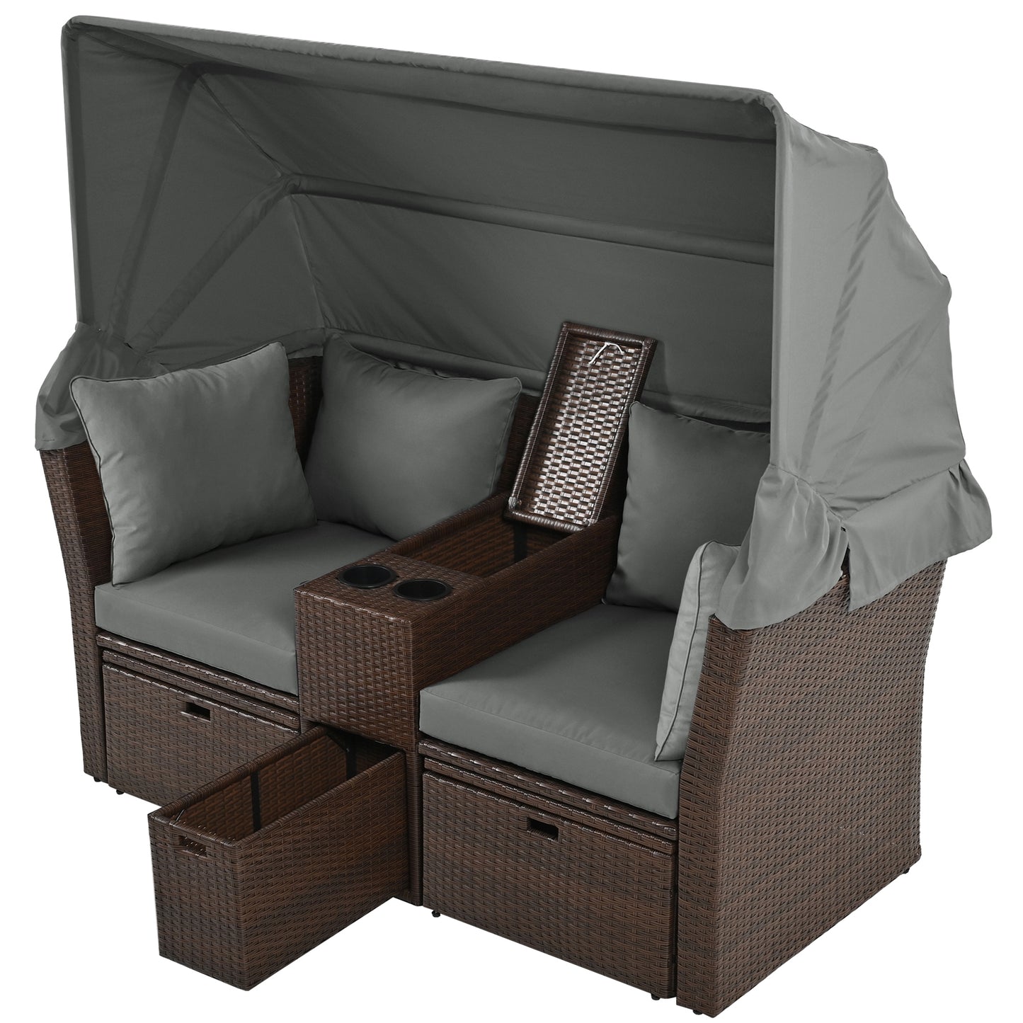 Amity Modern Loveseat Foldable Awning Daybed