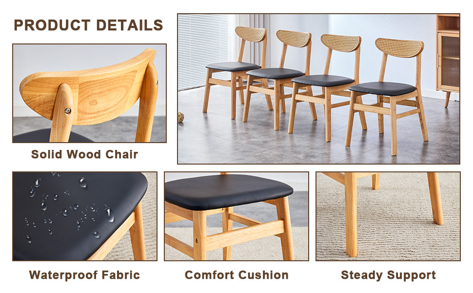 Eda Mid-Century Solid Wood Dining Chair