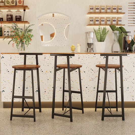 Cleo Mid-Century Armless Counter Height Bar Stools with Back, Set of 3