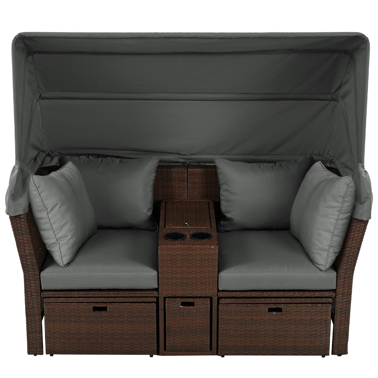 Amity Modern Loveseat Foldable Awning Daybed