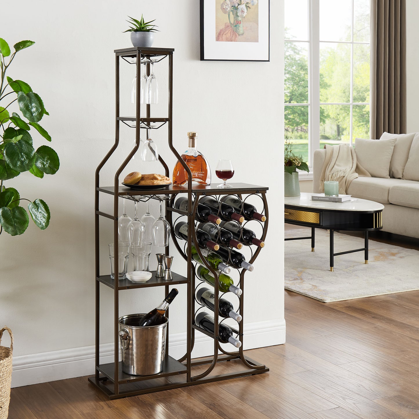 Somerset Industrial Freestanding Hanging Wine Rack