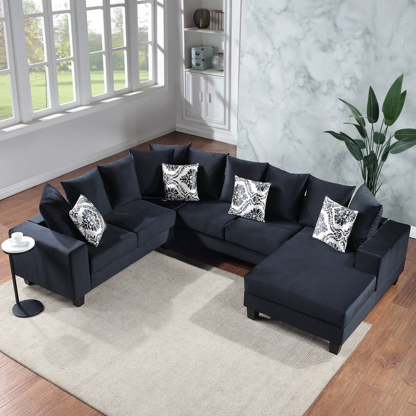 Fitch Modern Velvet U-Shape Sofa