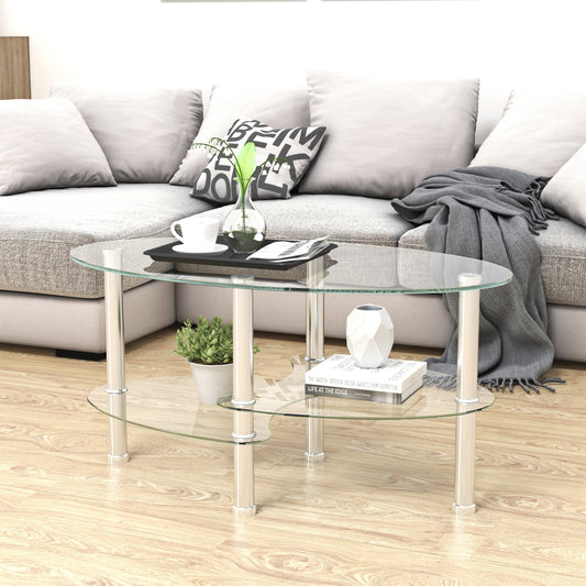 Cleo Modern Elegant Oval Glass Coffee Table