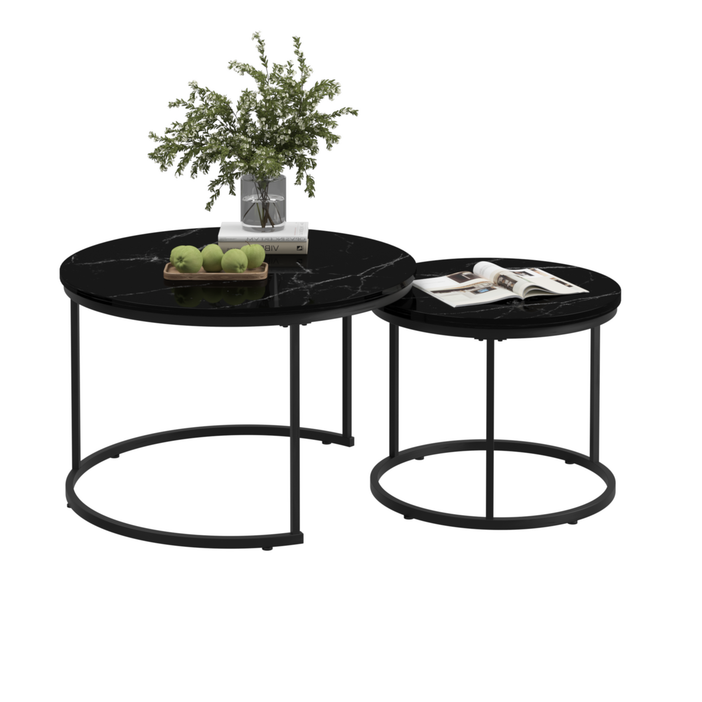 Irvington Contemporary Velvet Nesting Coffee Tables