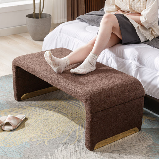 Fremont Mid-Century Boucle Fabric Ottoman Bench