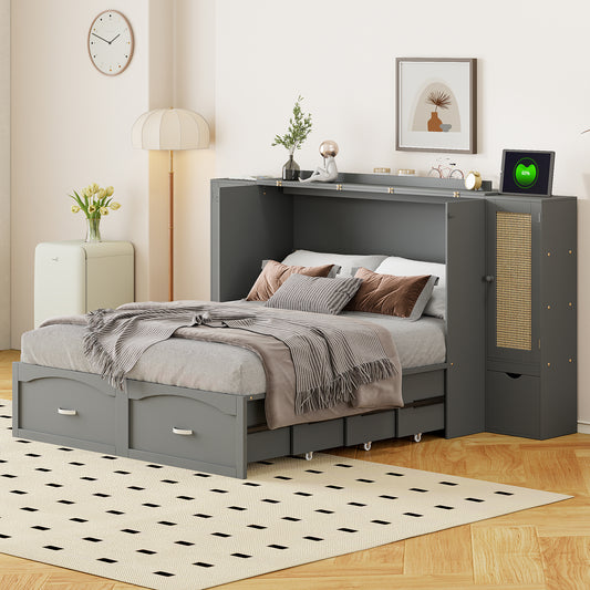 Marcel Contemporary Rattan Murphy Bed