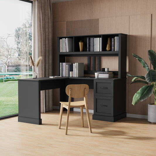 Kingsly Modern Black Home Office Desk