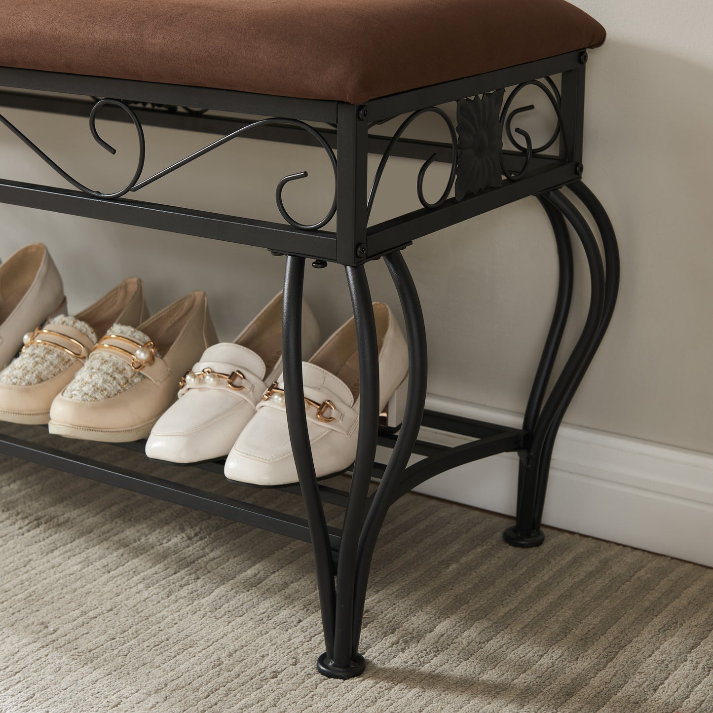 Justo Industrial Rustic Shoe Bench