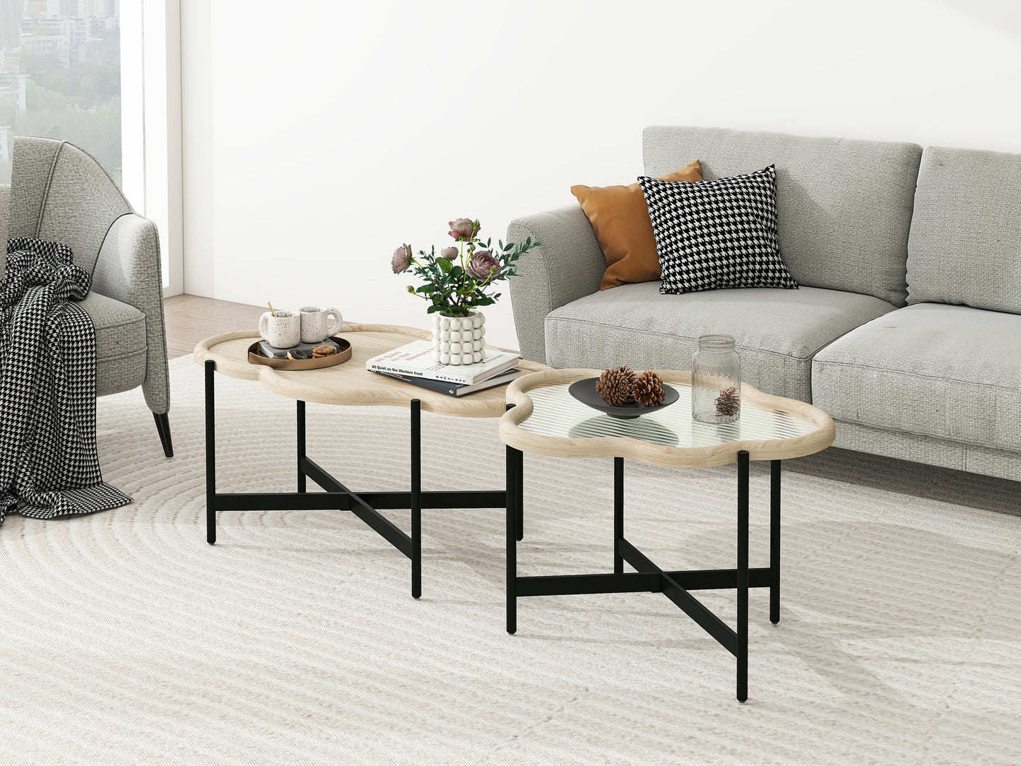 Silverleaf Contemporary Cloud Glass Coffee Table
