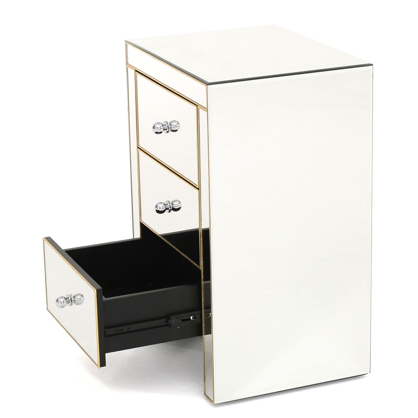 Fitch Contemporary Elegant Mirrored Nightstand Side Table