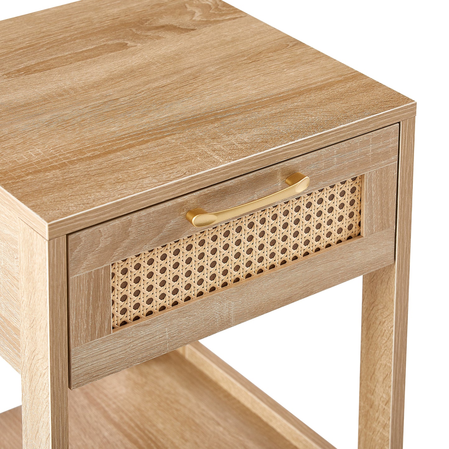 Niles Mid-Century Rattan Drawer Side Table