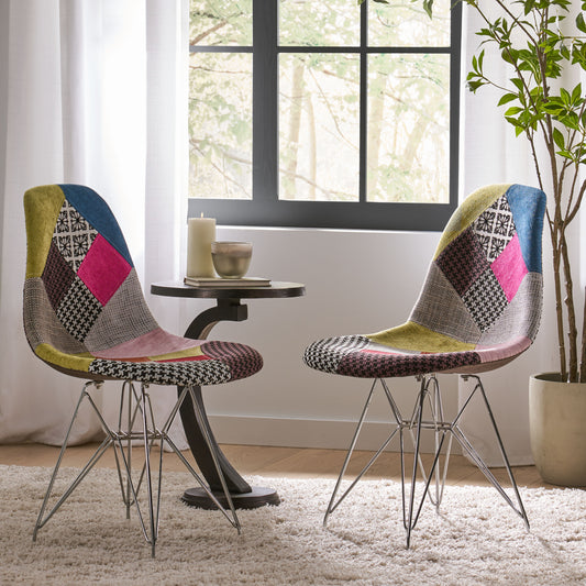 Emery Mid-Century  Bohemian Patchwork Accent Chair