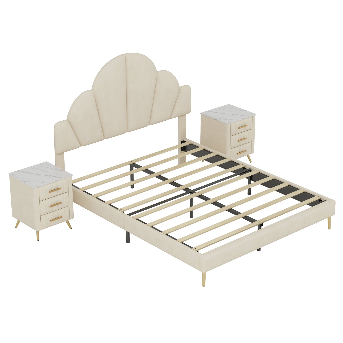 Somerset Modern Velvet Petal Bedroom Set