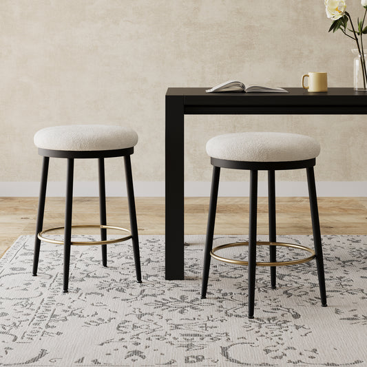 Silverleaf Modern Counter Stools with Iron Frame, Set of 2