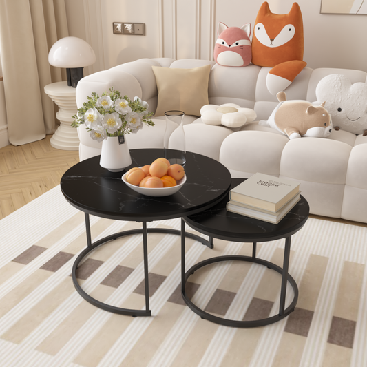 Irvington Contemporary Velvet Nesting Coffee Tables