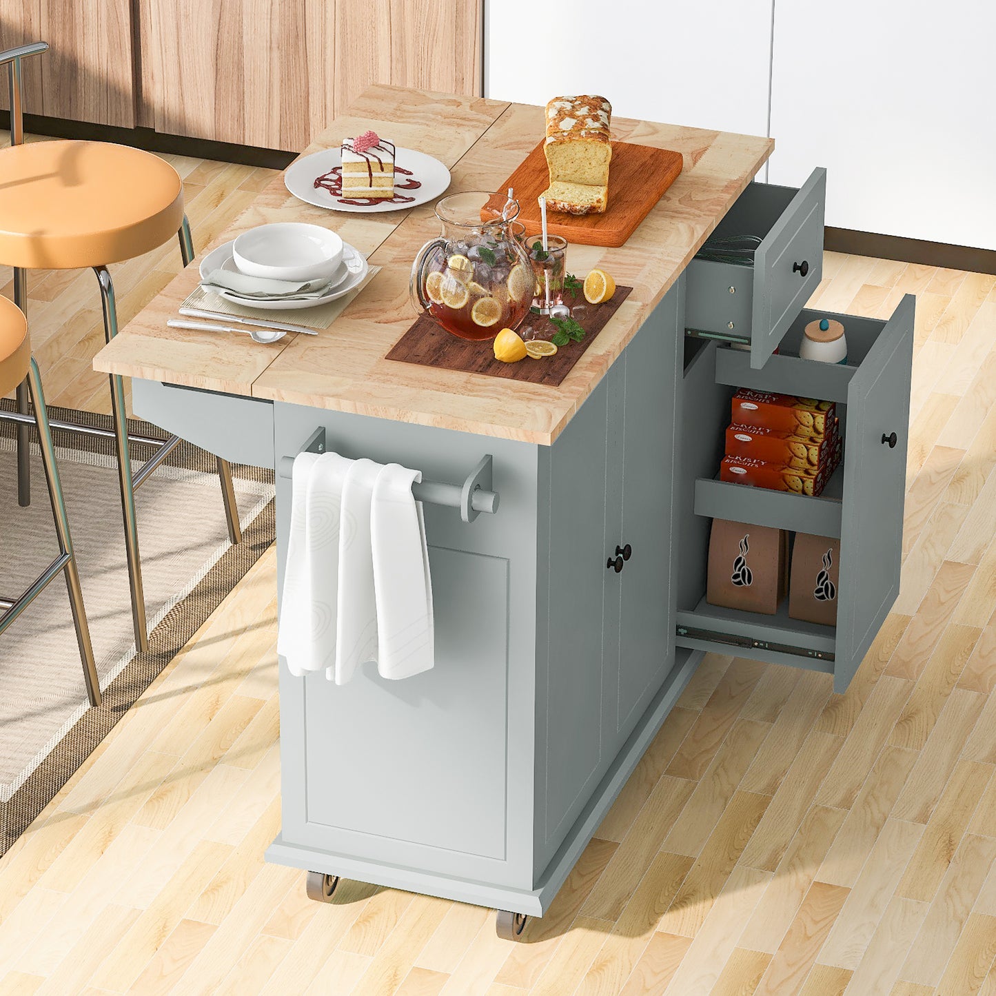 Somerset Modern Rolling Kitchen Cart Organizer