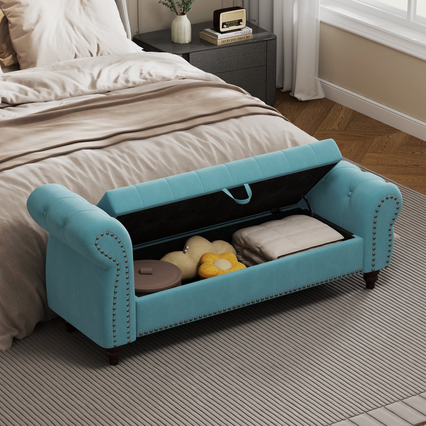 Somerset Contemporary Classic Velvet Tufted Bench