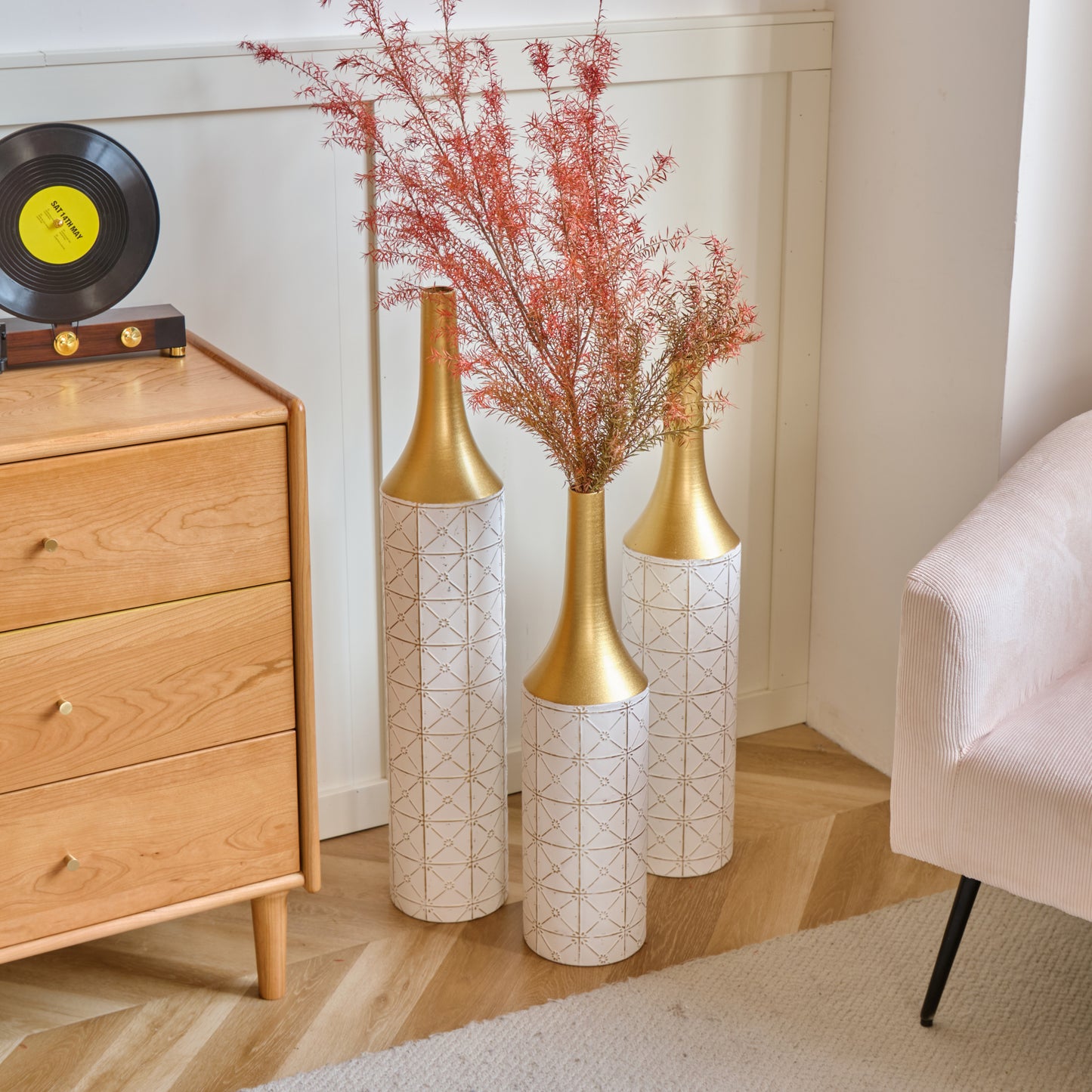 Irvington Modern Floor Metal Vases Set