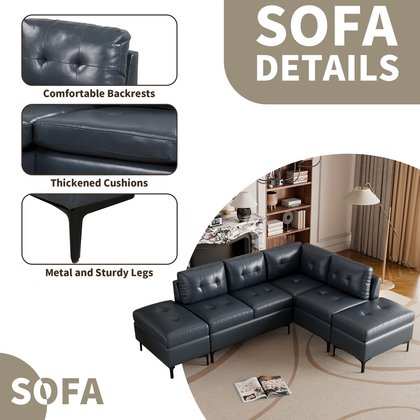 Sonoma Mid-Century L-Shaped Corner Sofa